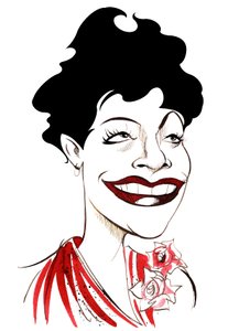 Ella Fitzgerald, cantante jazz americana, (1917 - 1996) caricatura